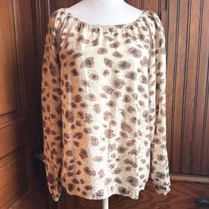 RAFAEL 100% Silk Blouse Animal Print Long Sleeve Size 14